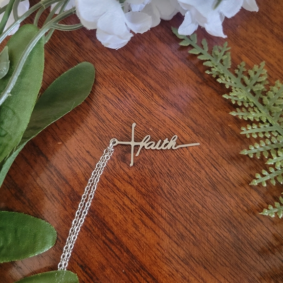Faith Necklace Stainless Steel Cross Gift Holiday Motivational Encouargment NEW - Picture 2 of 6